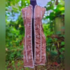 Tan Embroidered Handmade Vest